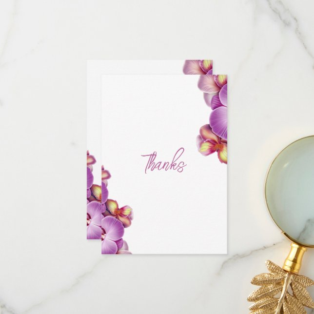 Carte De Remerciements Mariage d'orchidées (Devant/Arrière en situation)