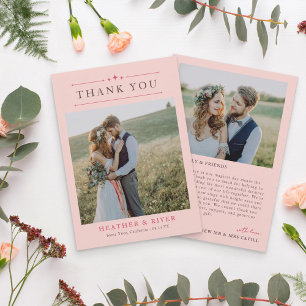 Carte De Remerciements Mariage Double Face Blush Beau Timeless