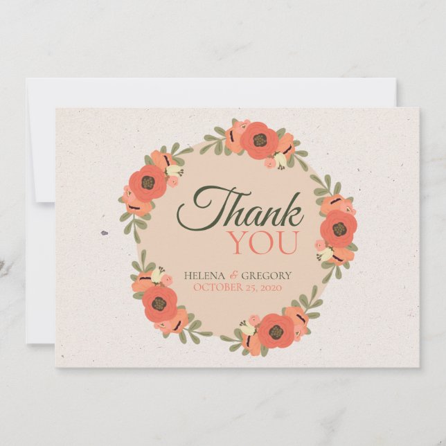 Carte De Remerciements Mariage du jardin floral (Devant)