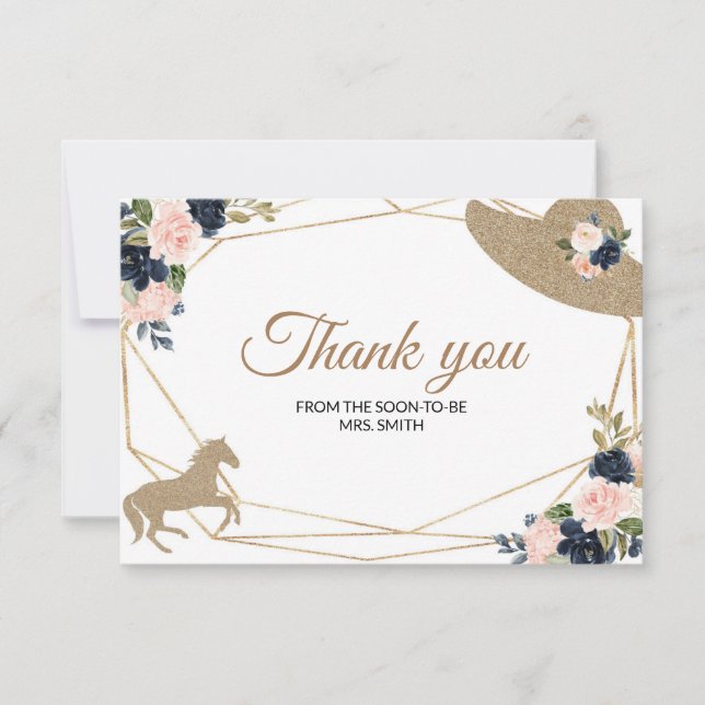 Carte de remerciements Mariage du Kentucky Derby (Devant)