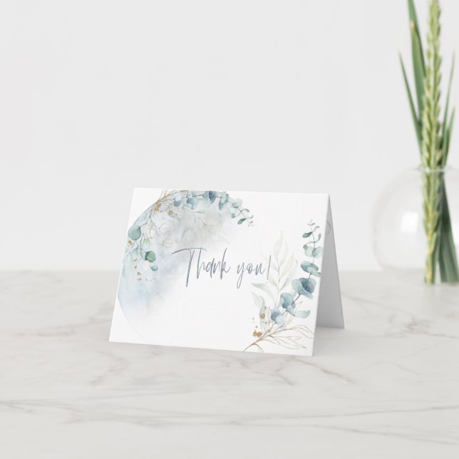 Carte De Remerciements Mariage | Dusty Blue Over the Moon in Love (Devant)