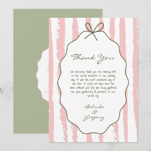 Carte De Remerciements Mariage écrit main rayures fantaisistes 