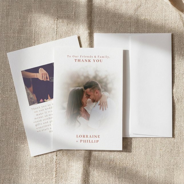 Carte De Remerciements Mariage effet de dégradé romantique (Romanic photo subtle gradient effect wedding thank you card.)