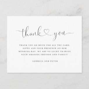 carte de remerciements mariage élégant