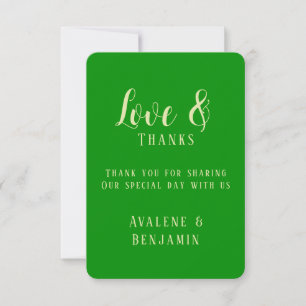 Carte De Remerciements Mariage élégant au céleri et au vert forêt