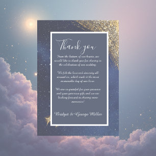 Carte De Remerciements mariage élégant bleu galaxie ciel