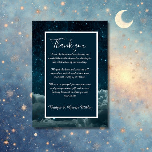 Carte De Remerciements mariage élégant bleu galaxie ciel