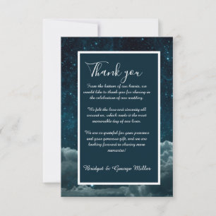 Carte De Remerciements mariage élégant bleu galaxie ciel