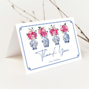 Carte De Remerciements Mariage élégant en porcelaine de chinoiserie