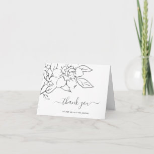 Carte De Remerciements Mariage Élégant Fleur Art Ligne Neutre