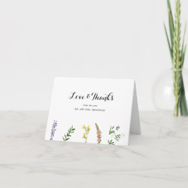 Carte De Remerciements Mariage Élégant Floral Bohème Rustique