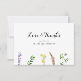 Carte De Remerciements Mariage Élégant Floral Bohème Rustique de Fleur Sa