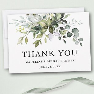 Carte De Remerciements Mariage élégant moderne à l'aquarelle avec verdure