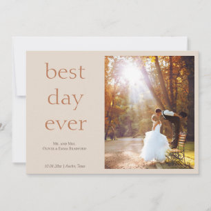 Carte De Remerciements Mariage Élégant Moderne Photo Meilleur Jour Jamais