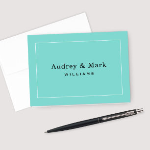 Carte De Remerciements Mariage élégant monogramme bleu aqua