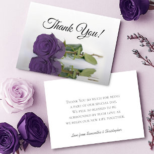 Carte De Remerciements Mariage Élégant Rose Pourpre Améthyste Simple