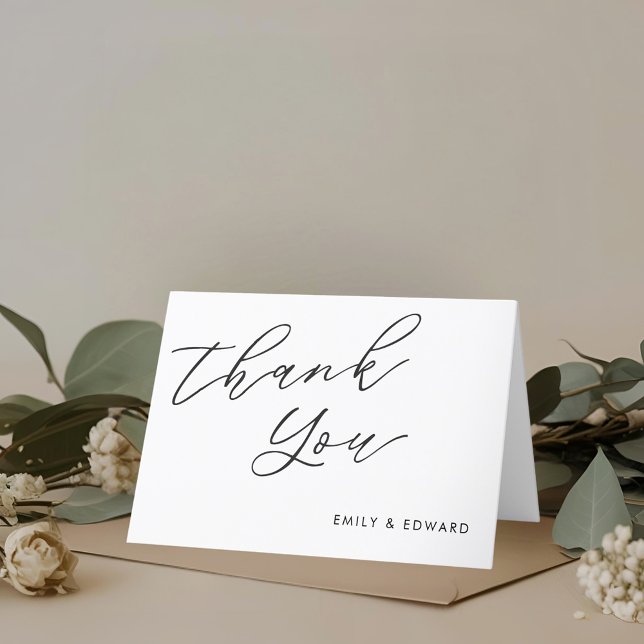 Carte De Remerciements Mariage Élégant Rustique Écriture Non-Photo Plié (Créateur téléchargé)
