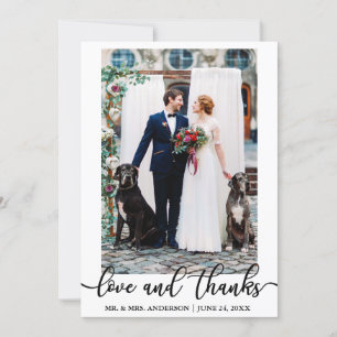 Carte De Remerciements Mariage Elegant Script Love and Thanks Photo