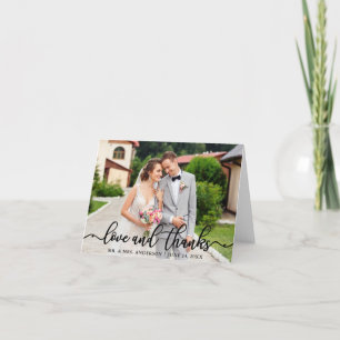 Carte De Remerciements Mariage Elegant Script Love and Thanks Photo Note