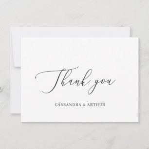 Carte De Remerciements Mariage Élégant Simple Classique Blanc