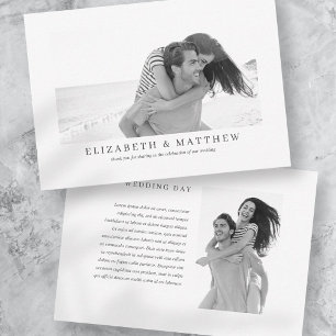 Carte De Remerciements Mariage   Élégante photo moderne personnalisée deu
