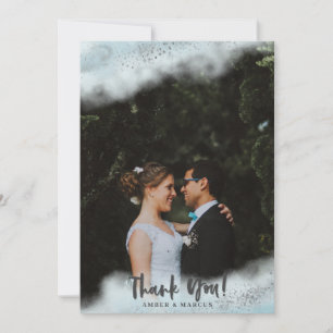 Carte De Remerciements Mariage en argent Bébé Blue Ombre