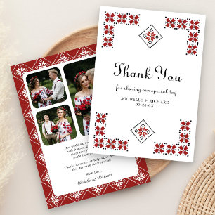 Carte De Remerciements Mariage en broderie ukrainienne rouge et noire