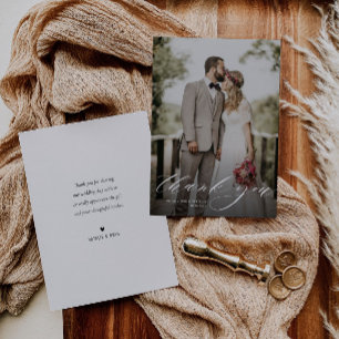 carte de remerciements mariage en lettres blanches