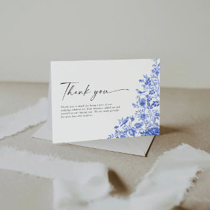 Carte De Remerciements Mariage en porcelaine bleue plat