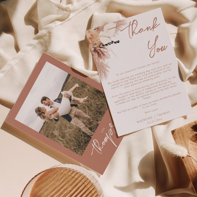 Carte De Remerciements Mariage en terre cuite de Bohême en laiton rustiqu (Créateur téléchargé)