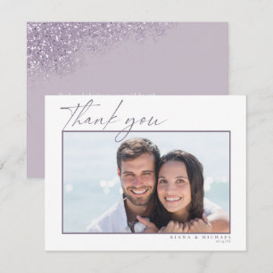 Carte De Remerciements Mariage étincelant Mauve ID889