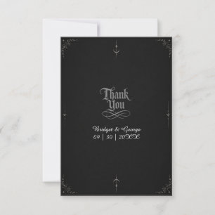Carte De Remerciements mariage étoile lune minimaliste gothique noir