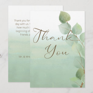 Carte De Remerciements Mariage Eucalyptus de l'aquarelle verte
