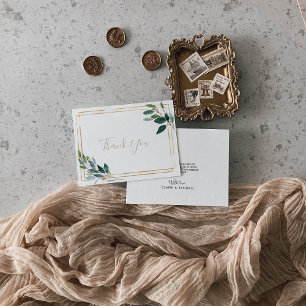 Carte De Remerciements Mariage Eucalyptus Géométrique Or