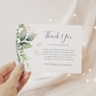 Carte De Remerciements Mariage Eucalyptus Green Watercolor