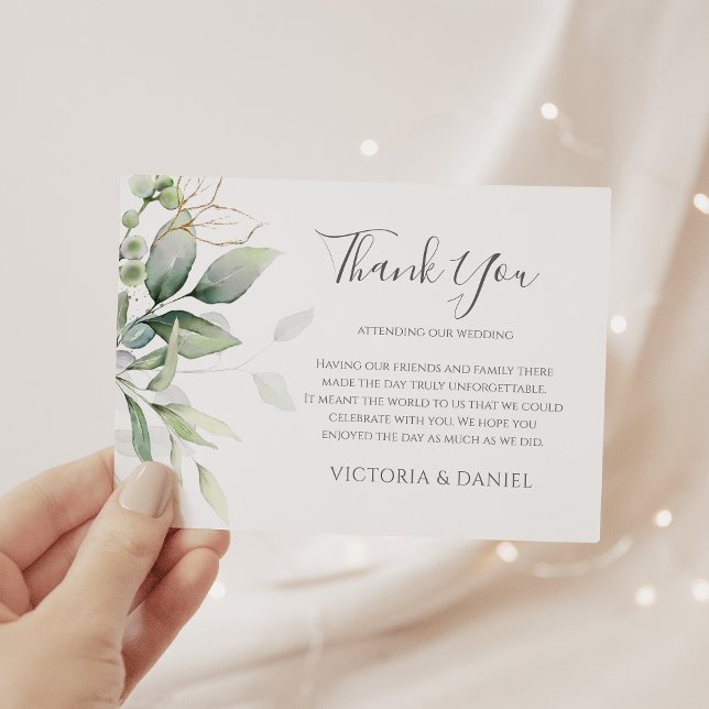 Carte De Remerciements Mariage Eucalyptus Green Watercolor (Créateur téléchargé)