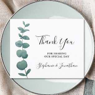 Carte de remerciements Mariage Eucalyptus minimal 
