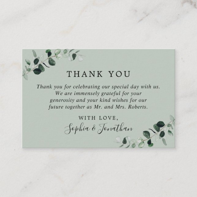 Carte de remerciements Mariage Eucalyptus Sage (Devant)
