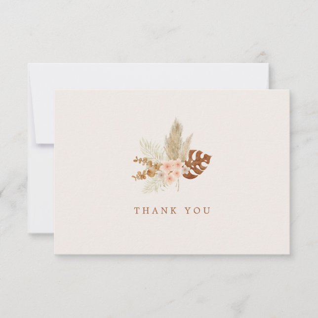 Carte De Remerciements Mariage extérieur rustique de fleurs d'automne boh (Devant)