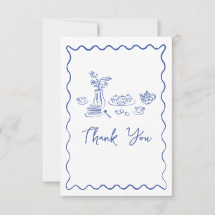 Carte De Remerciements Mariage Fantaisiste Dessin à la Main Fête de Fianç
