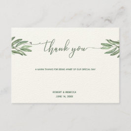 Carte de remerciements Mariage Feuille d'olive