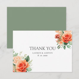 Carte De Remerciements Mariage Fleur de Pêche à la Sauge Rose 