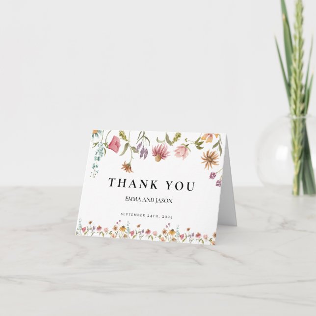 Carte de remerciements Mariage fleur sauvage (Devant)
