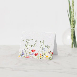 Carte De Remerciements Mariage Fleur sauvage aquarelle