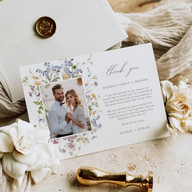 Carte de remerciements Mariage fleur sauvage avec  (Créateur téléchargé)