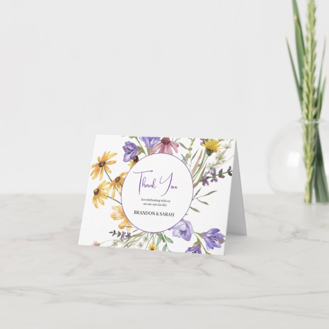Carte De Remerciements Mariage Fleur sauvage Boho (Devant)