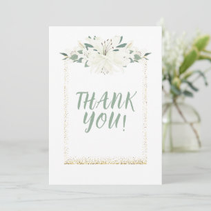Carte De Remerciements Mariage Fleur sauvage élégant Charm Green