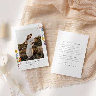 Carte De Remerciements Mariage Fleur sauvage Vintage coloré