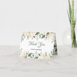 Carte de remerciements Mariage Fleurs blanches