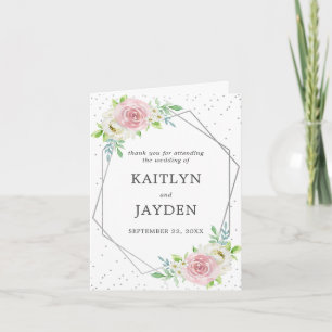 Carte De Remerciements Mariage floral à huile géométrique chic